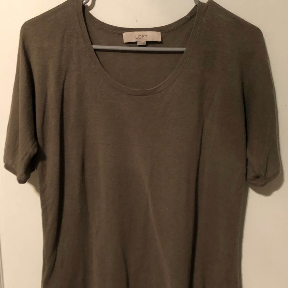 LOFT Linen Blend Olive Top